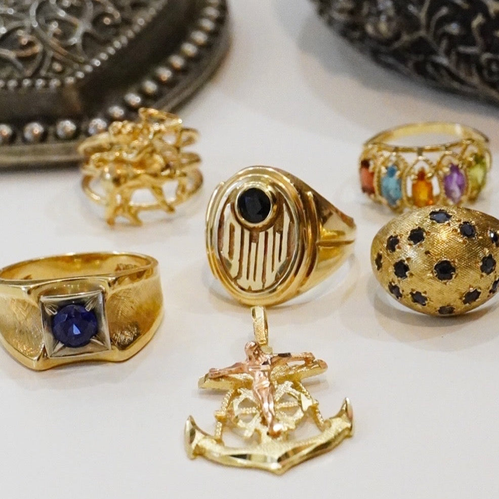 Vintage 14k Synthetic Sapphire Men’s Ring