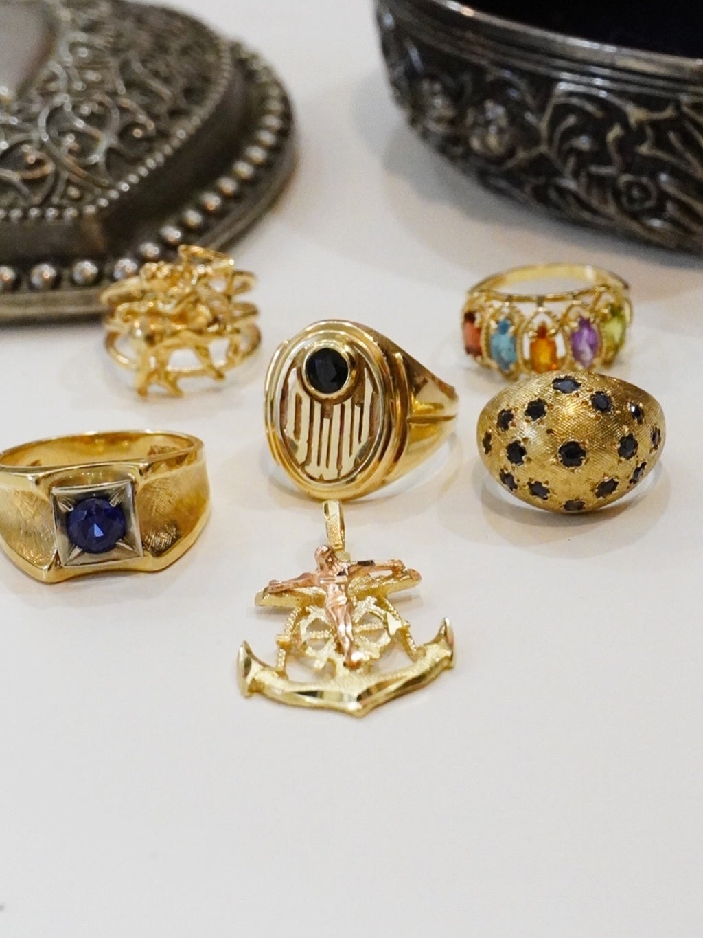 Vintage 14k Multi Gemstone Ring