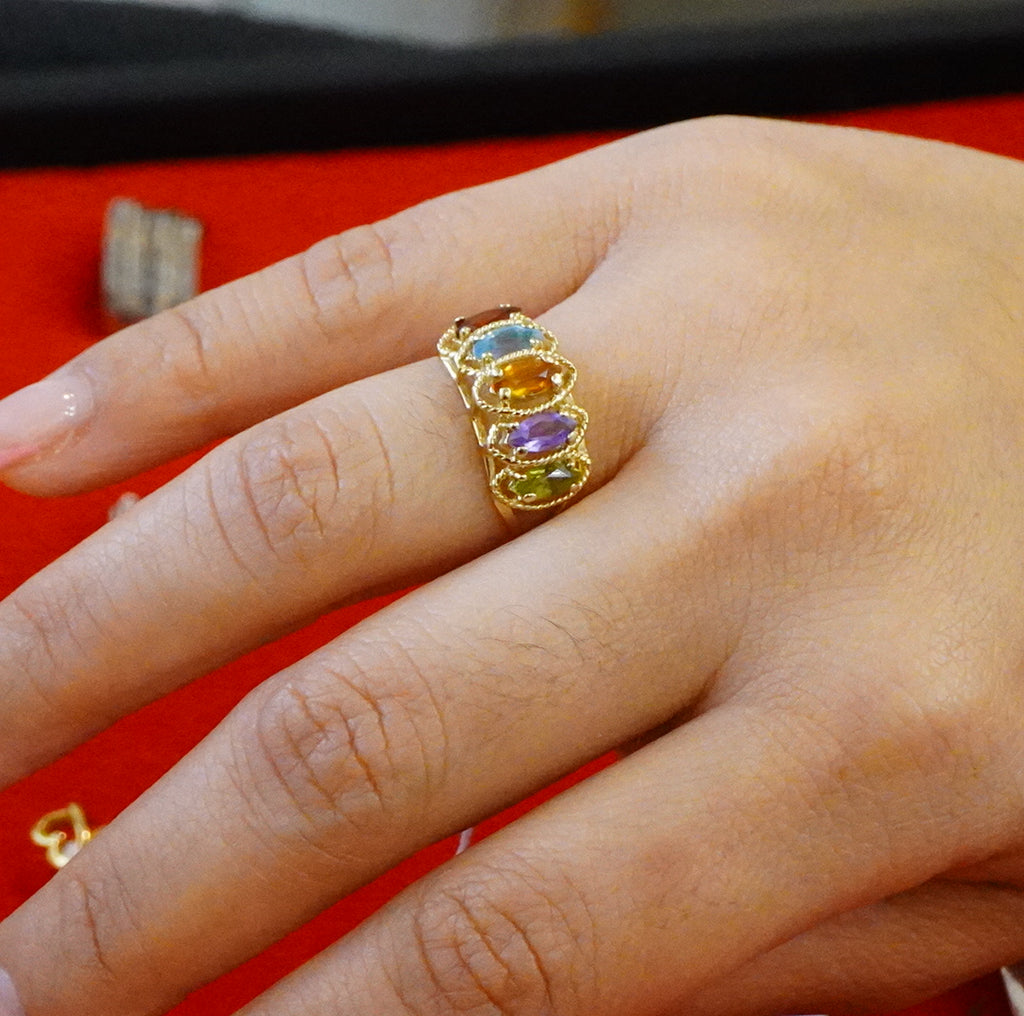 Vintage 14k Multi Gemstone Ring