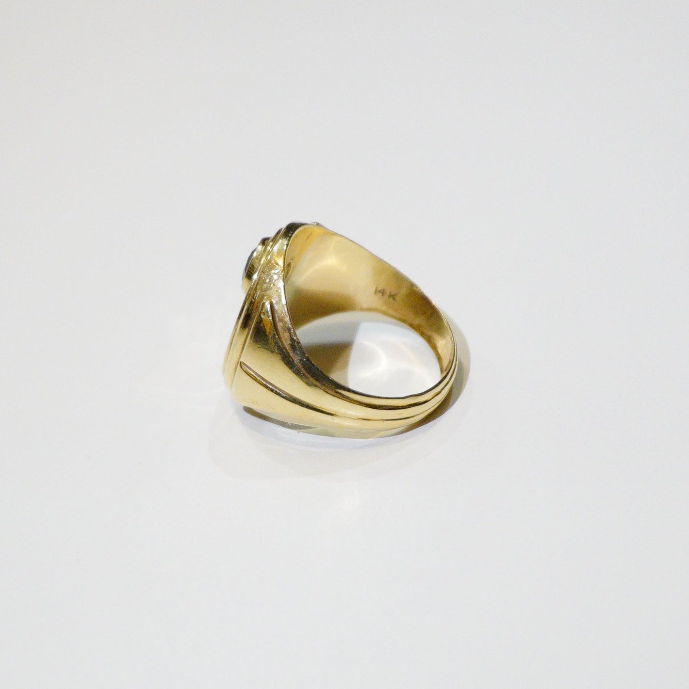 Vintage 14k Signet, Black Diamond, DWW initials