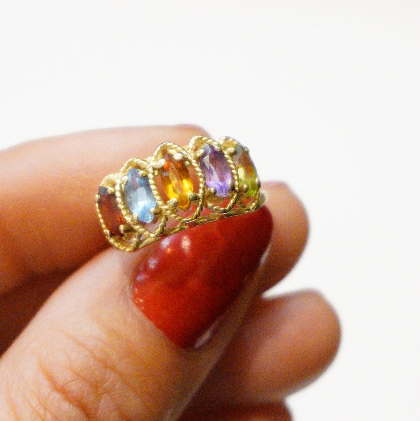 Vintage 14k Multi Gemstone Ring