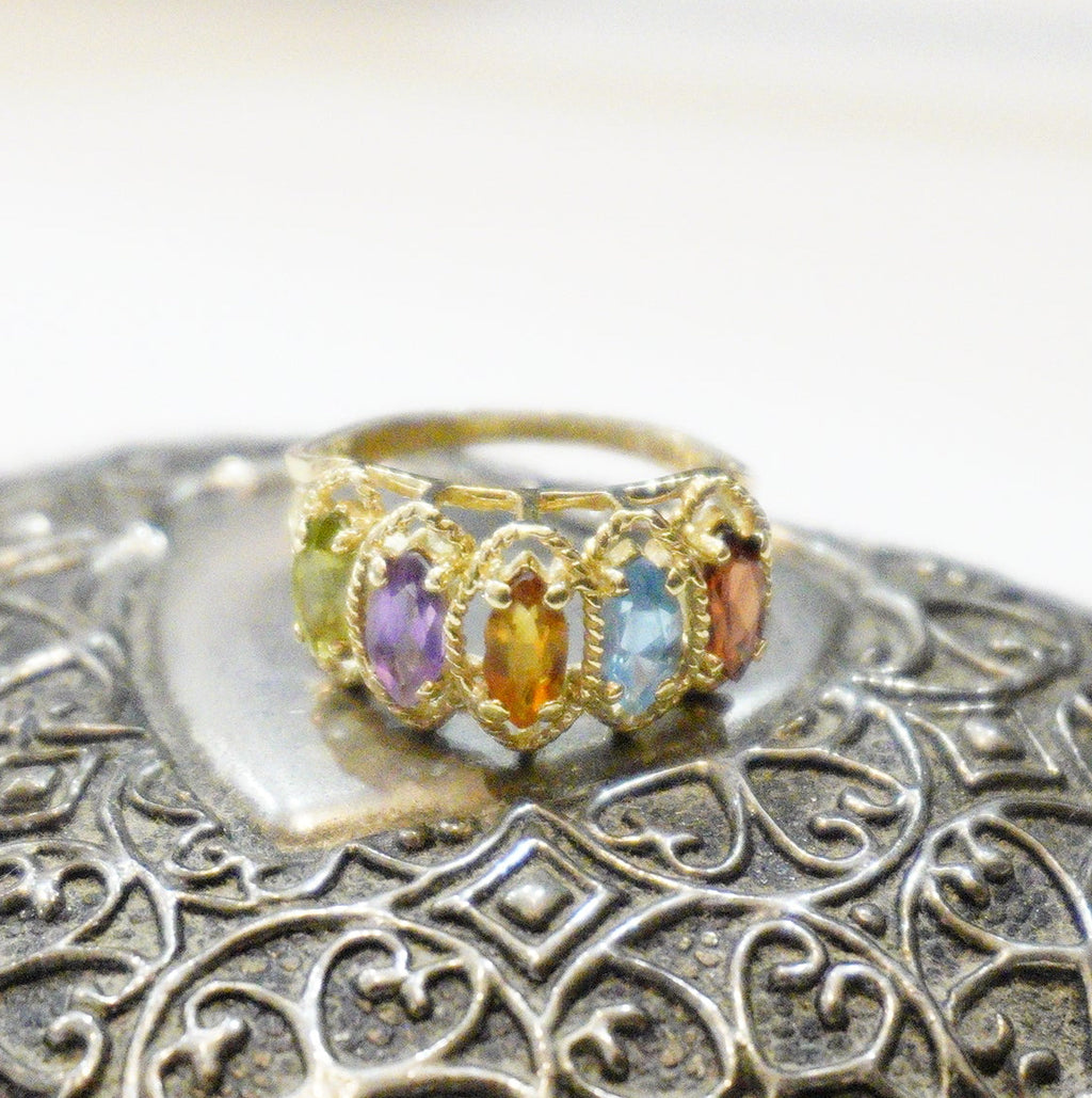 Vintage 14k Multi Gemstone Ring