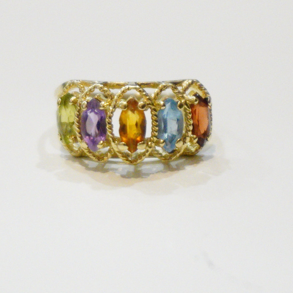 Vintage 14k Multi Gemstone Ring