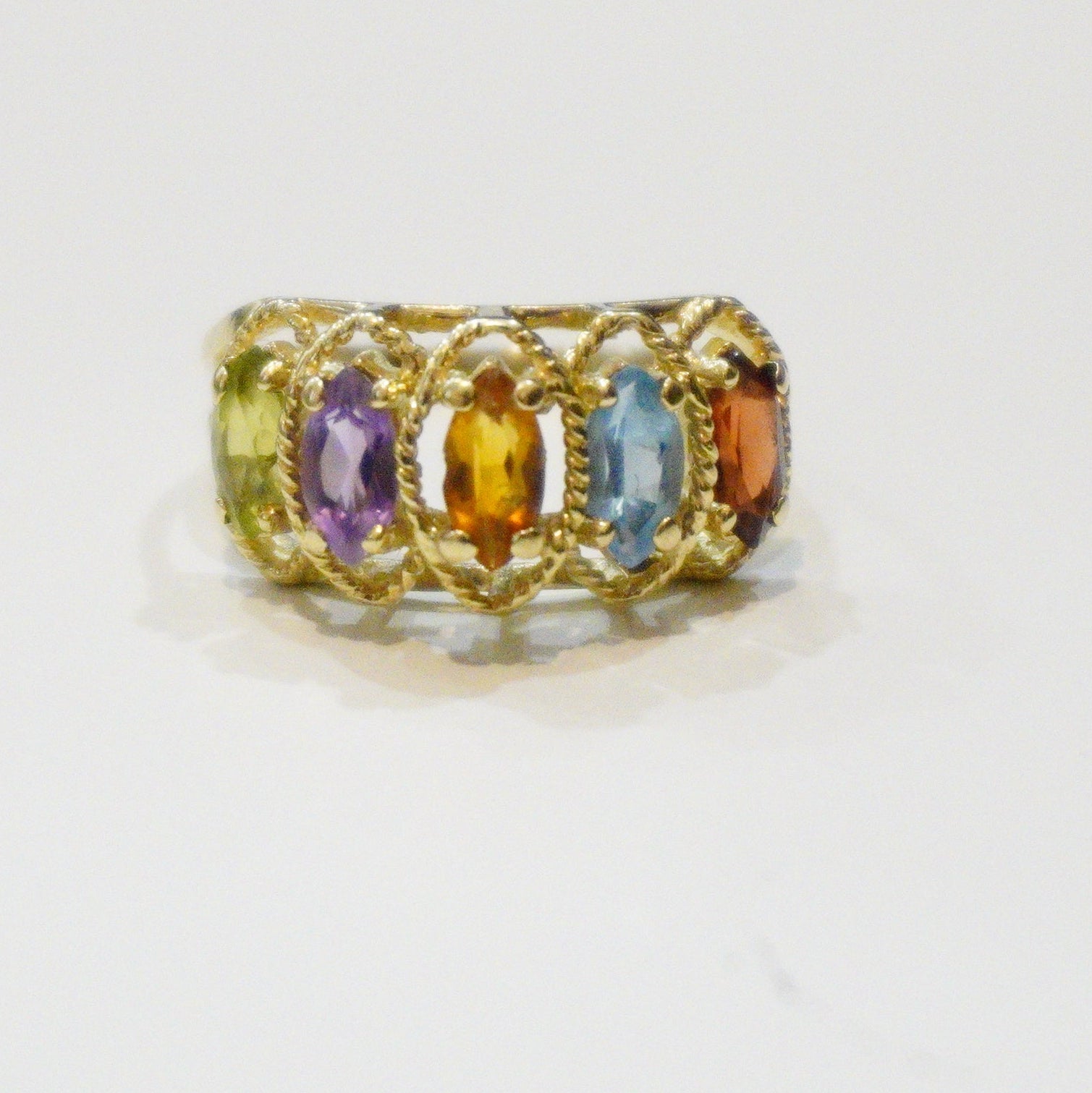 Vintage 14k Multi Gemstone Ring