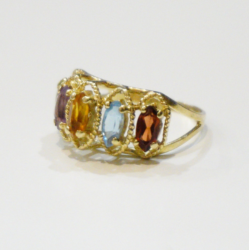 Vintage 14k Multi Gemstone Ring