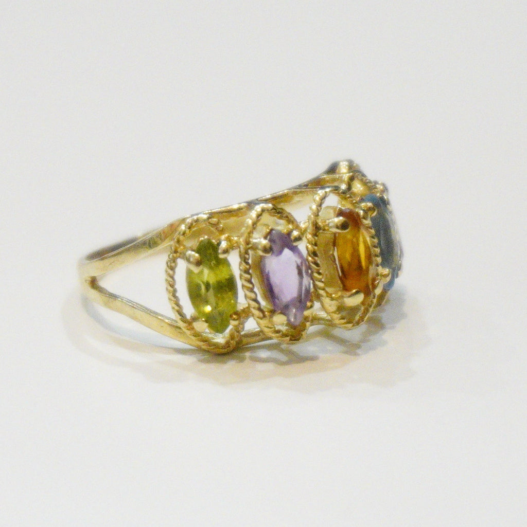 Vintage 14k Multi Gemstone Ring