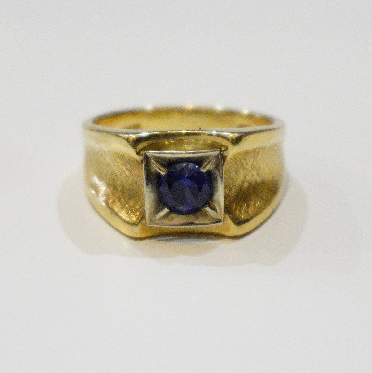 Vintage 14k Synthetic Sapphire Men’s Ring