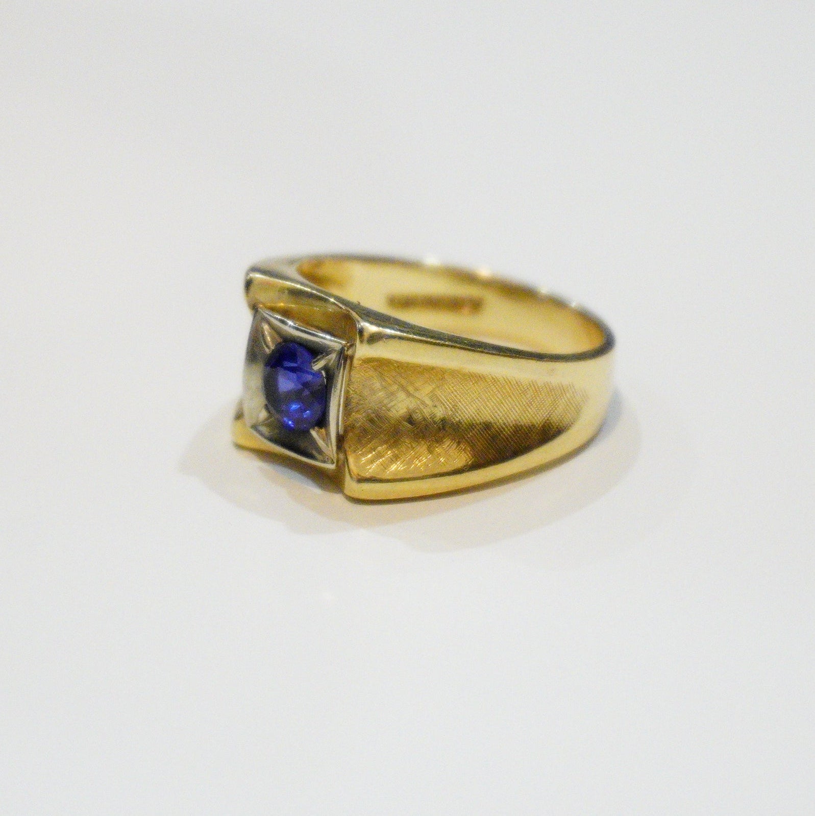 Vintage 14k Synthetic Sapphire Men’s Ring