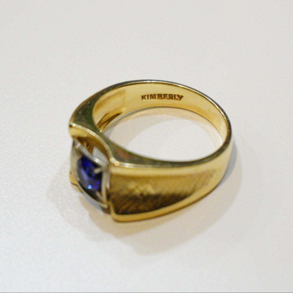 Vintage 14k Synthetic Sapphire Men’s Ring