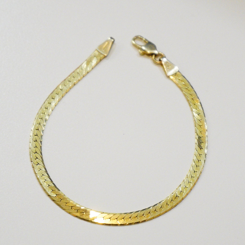 Vintage 14k Herringbone Bracelet, Women’s Gold Bracelet