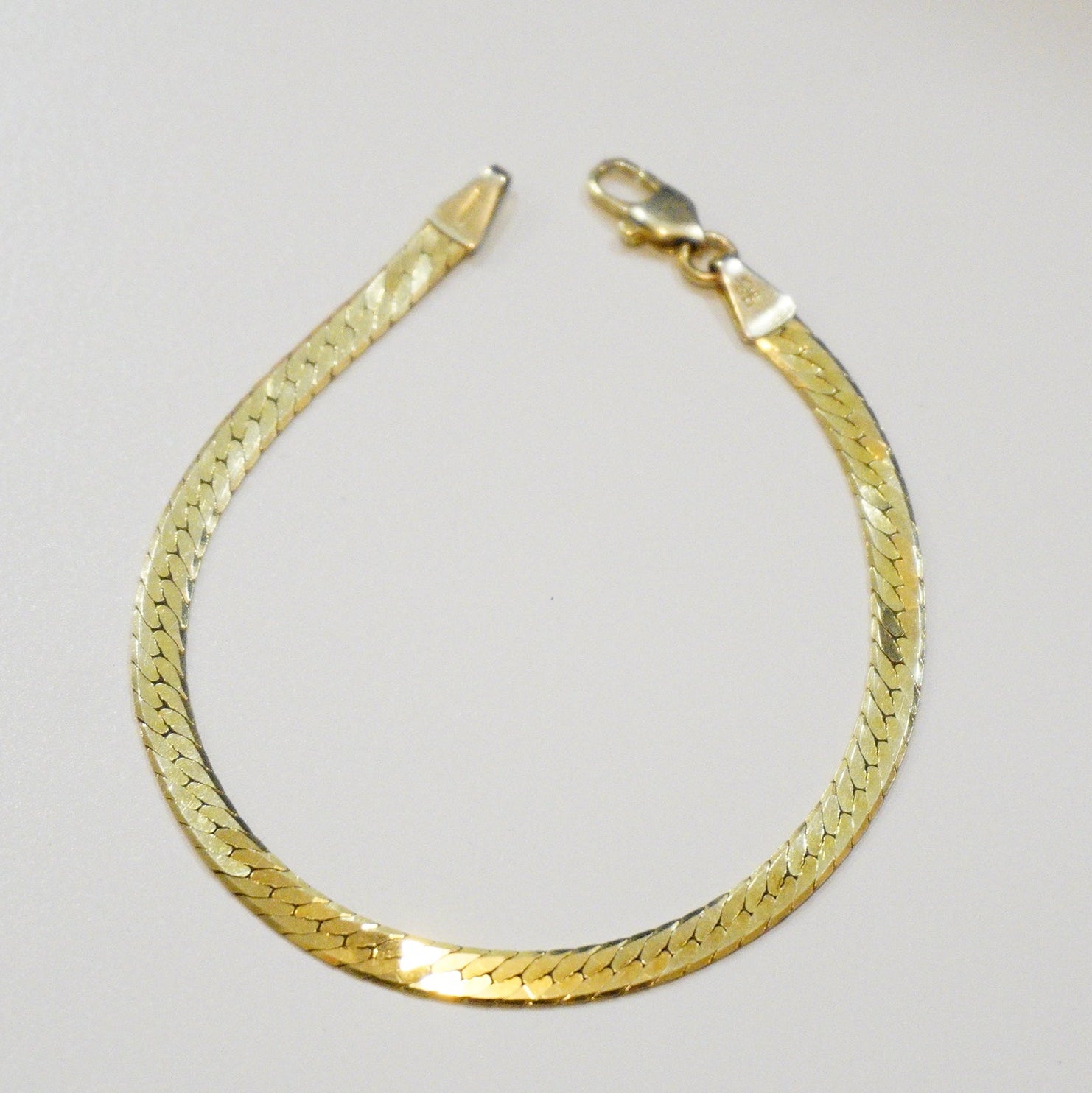 Vintage 14k Herringbone Bracelet, Women’s Gold Bracelet