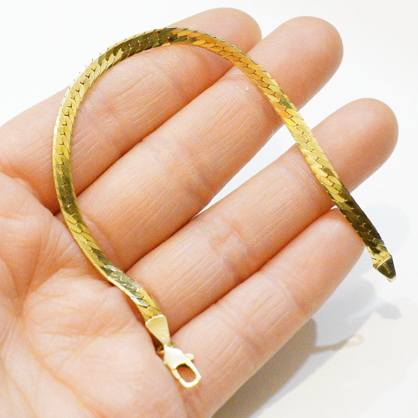 Vintage 14k Herringbone Bracelet, Women’s Gold Bracelet