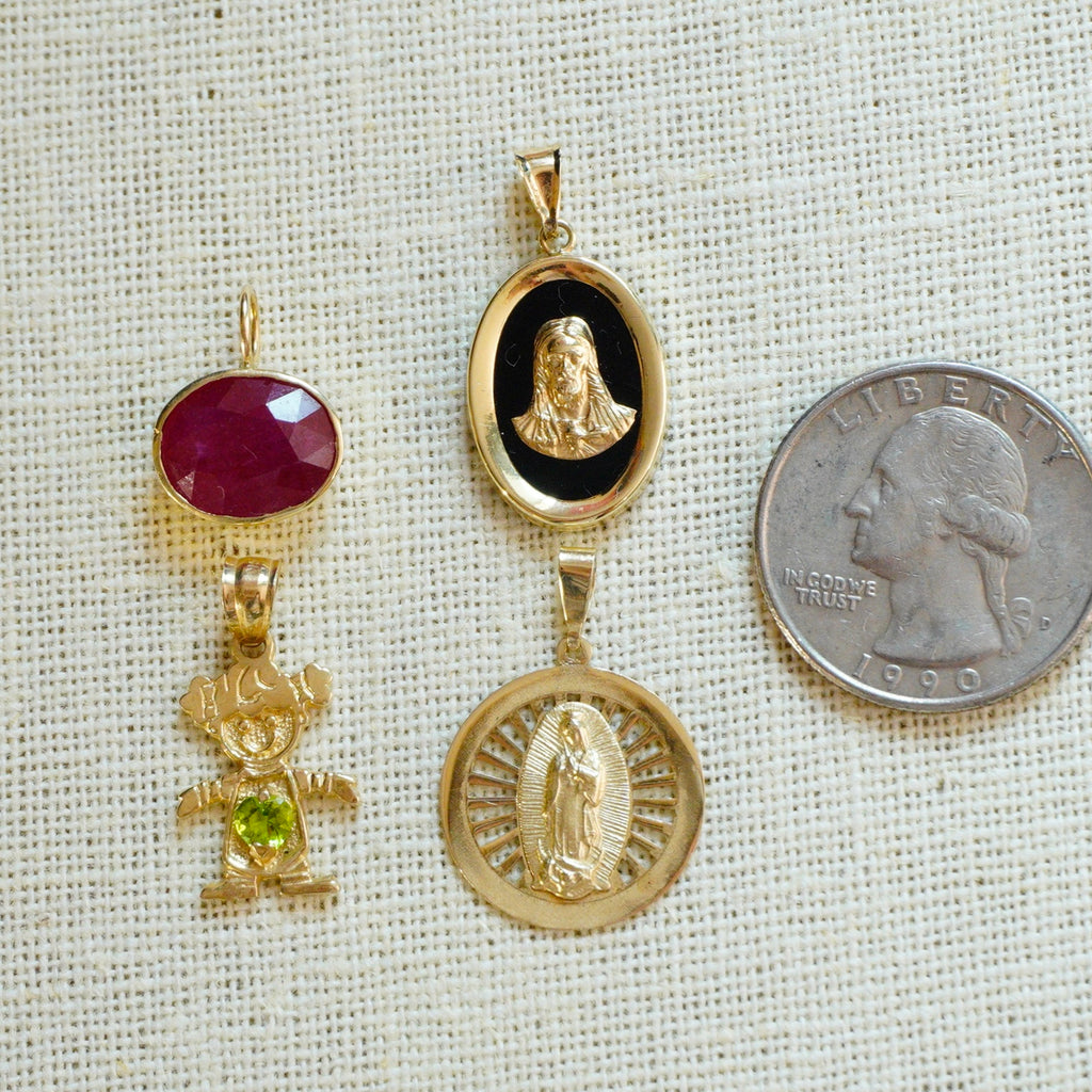 14k Black Onyx Jesus Pendant