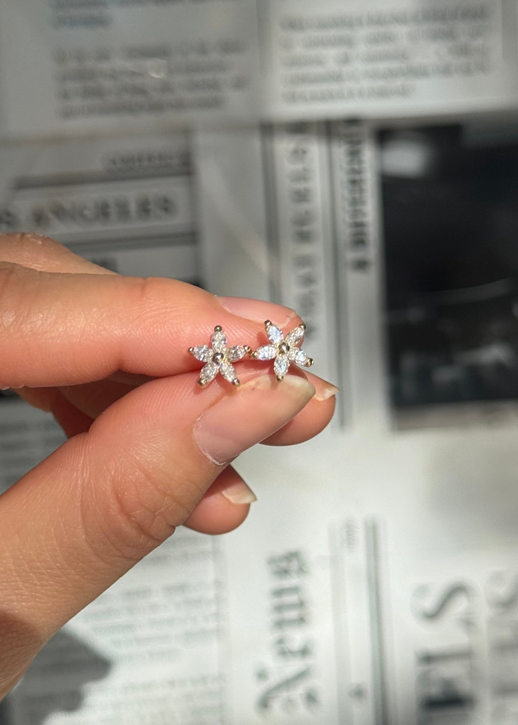 14k Lab Diamond Flower Stud Earrings