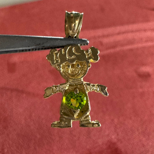 14k Baby Girl Peridot Pendant, August Birthstone