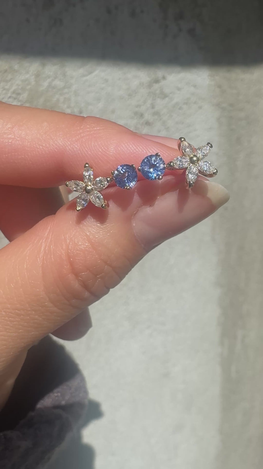 14k Lab Diamond Flower Stud Earrings